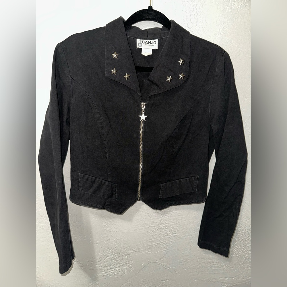 VTG Women’s Banjo Western Rodeo Boho Cropped Long Sleeve Suit Blazer Jacket